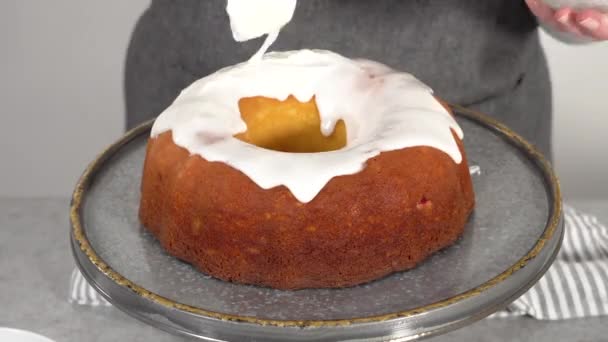 Zaman Aşımı Adım Adım Böğürtlenli Keki Şekerli Kızılcık Limonlu Kek — Stok video