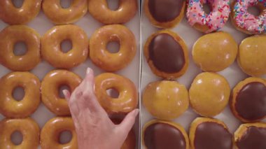 Düz yatıyordu. Beyaz bir karton kutuda mağazadan alınmış donutların çeşitliliği.