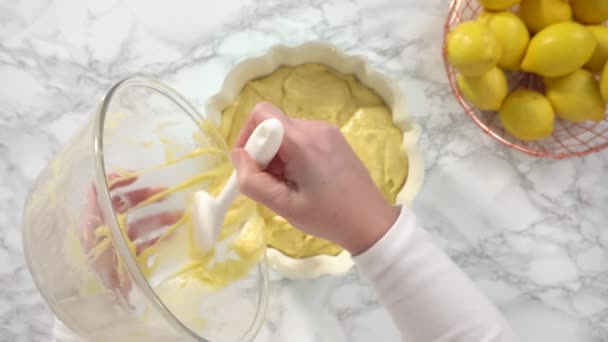 Piatto Passo Dopo Passo Versare Pastella Torta Teglia Bundt Pronto — Video Stock