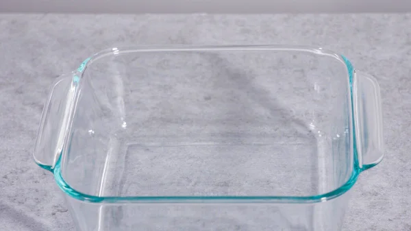 Empty Square Glass Baking Dish Kitchen Counter — Foto de Stock