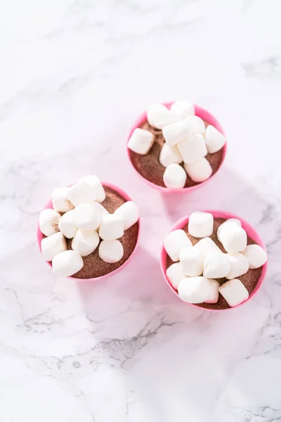Pink hot chocolate with marshmallows Stock Photo by BarbaraNeveu