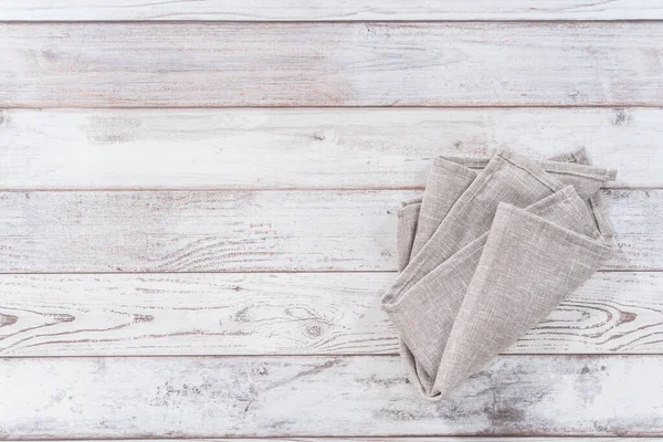 Επίπεδη Πτυσσόμενα Ένα Φυσικό Χρώμα Λινό Χαρτοπετσέτα Δείπνο Ένα Λευκό — Φωτογραφία Αρχείου