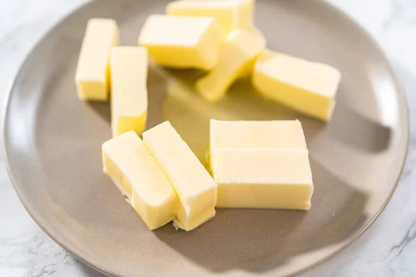 Weiche Sticks Ungesalzener Butter Der Mikrowelle — Stockfoto