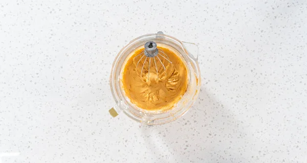 Flat Lay Whipping Ingredients Stand Electric Mixer Make Dulce Leche — Stock fotografie