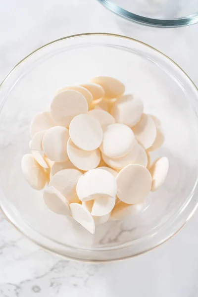 Measured Ingredients Glass Mixing Bowls Make White Chocolate Stars American — Fotografia de Stock