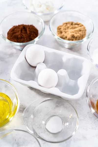Ingredientes Para Preparar Cupcakes Chocolate Arcoiris Unicornio Mostrador — Foto de Stock