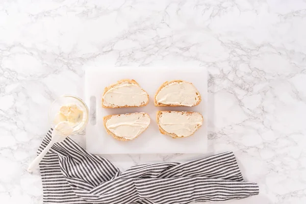 Плоский Лежал Приготовьте Бутерброд Проволоном Яблочным Сыром — стоковое фото