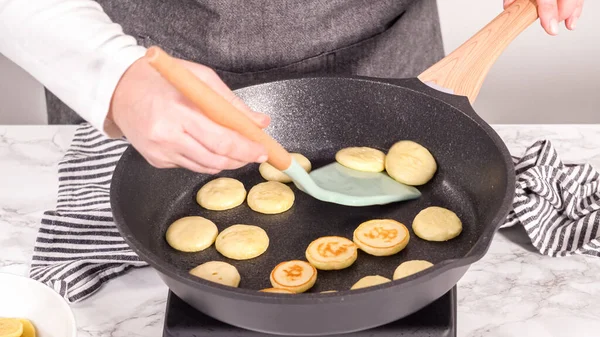 Step Step Frying Mini Pancake Cereal Nonstick Frying Pan — Stock Photo, Image