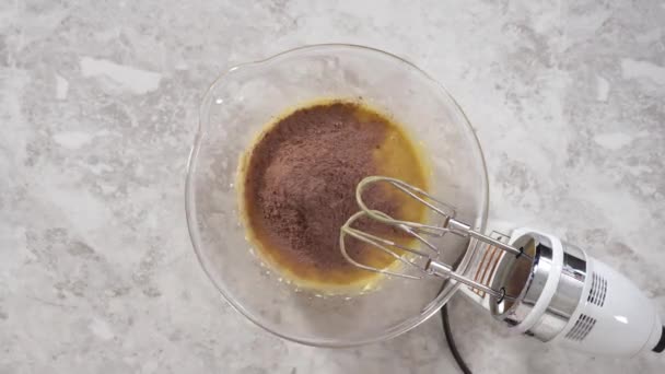 Time Lapse Flat Lay Mixing Ingredients Bake Unicorn Rainbow Chocolate — Stockvideo