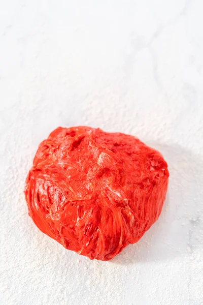 Massa Pão Vermelha Azul Para Assar Torções Patrióticas Canela — Fotografia de Stock