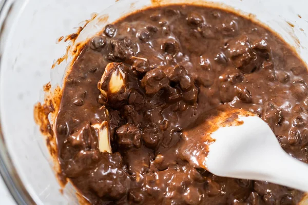 Topirea Chips Urilor Ciocolată Albă Altor Ingrediente Cazanul Dublu Pentru — Fotografie, imagine de stoc