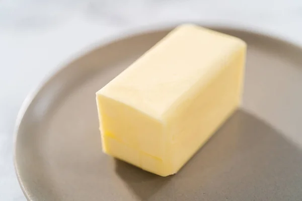Paus Manteiga Sem Sal Nos Pratos Pequenos — Fotografia de Stock