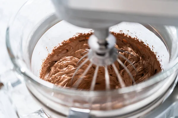 Whipping Chocolate Ganache Electric Kitchen Mixer — Stock Photo, Image