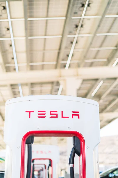Baker California Usa October 2021 Tesla Supercharging Station Day — Stock Photo, Image