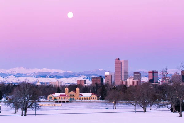 Una Vista Del Centro Denver Antes Del Amanecer — Foto de Stock