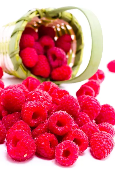 Heap Organic Raspberries White Background — Stock Photo, Image
