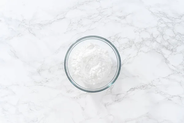 Flat Lay Mixing Ingredients Hand Whisk Make Eggnog Glaze — Foto Stock