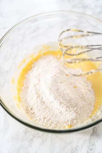 Mixing Ingredients Hand Mixer Large Mixing Bowl Bake Mini Vanilla — Stock Photo, Image
