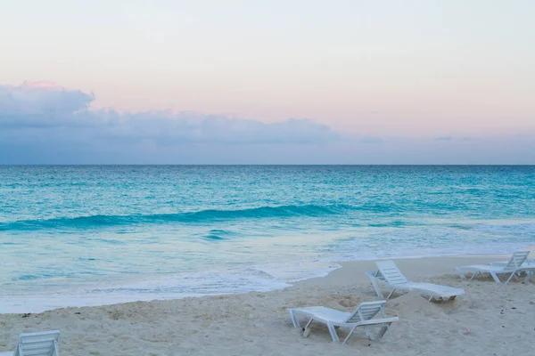 Solnedgång Över Stranden Karibiska Havet — Stockfoto