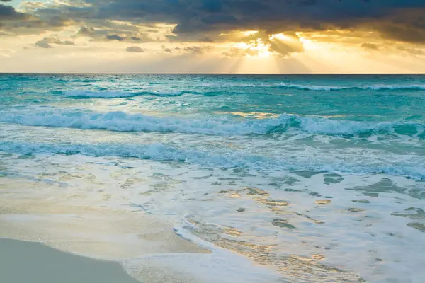 Salida Del Sol Sobre Playa Mar Caribe — Foto de Stock
