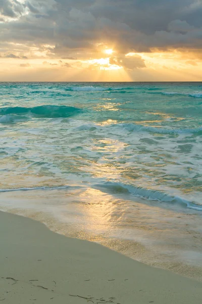 Salida Del Sol Sobre Playa Mar Caribe — Foto de Stock