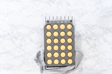 Düz yatıyordu. Mutfak tezgahında yeni pişmiş mini vanilyalı kekler..