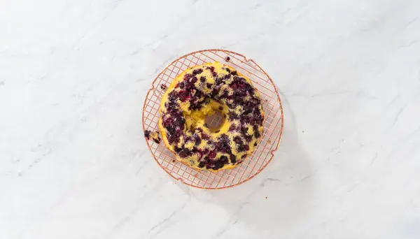 Flat Lay Baking Failed Failed Lemon Blueberry Bundt Cake Didnt — Stock Photo, Image