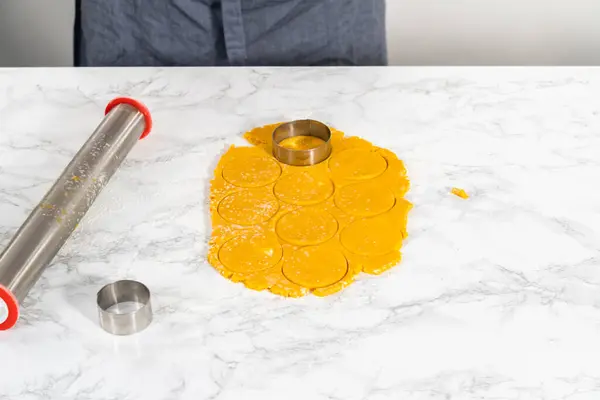 Lemon Wedge Cookies Lemon Glaze Rolling Cookie Dough Adjustable Rolling — Stock Photo, Image