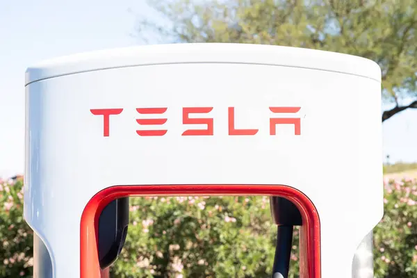 Las Vegas California Usa October 2021 Tesla Supercharging Station Day — Stock Photo, Image