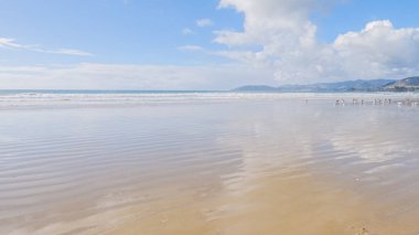 Pismo Sahili, kış günlerinde oldukça boş. Geniş kumlu sahili ve dalgaların rahatlatıcı sesleriyle huzurlu ve huzurlu bir atmosfer sunuyor..