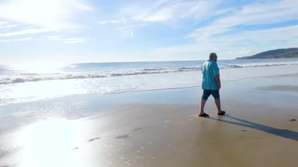 California Padre Figlia Condividono Una Tranquilla Passeggiata Invernale Lungo Sabbie — Video Stock