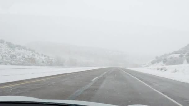 Pov Elektrikli Araç Batı Colorado Daki Bir Kış Fırtınası Sırasında — Stok video