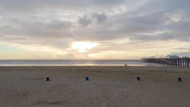 Jak Zapadá Slunce Pláž Pismo Mění Kouzelnou Zimní Říši Divů — Stock video
