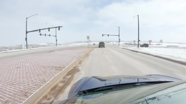 Castle Pines Colorado Usa January 2023 Navigeren Een Gevelweg Winter — Stockvideo