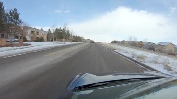 Centennial Colorado Usa Január 2023 Navigating Frontage Road Post Winter — Stock videók