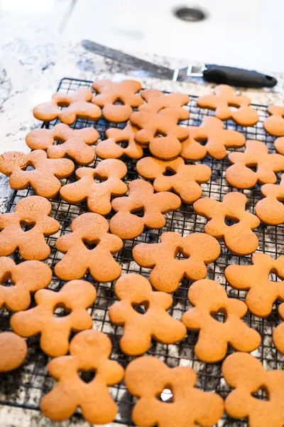Freshly Baked Gingerbread Cookies Find Place Cooling Wire Rack Modern — Stock Photo, Image
