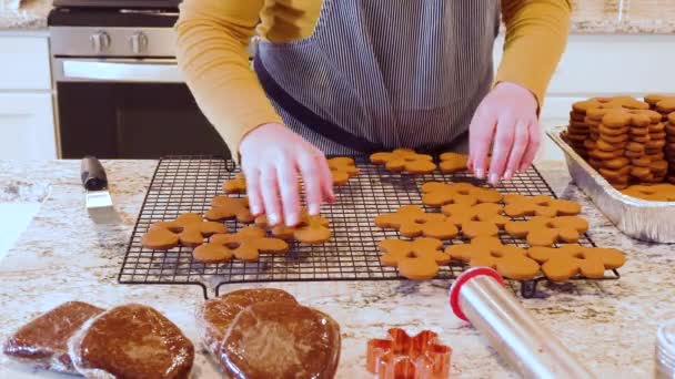 Les Biscuits Pain Épice Fraîchement Cuits Trouvent Leur Place Sur — Video