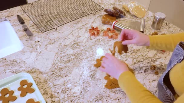 Contemporary White Kitchen Gingerbread Cookie Dough Skillfully Rolled Out Setting — Stock Video