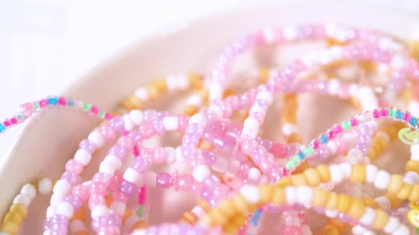 Collection Bracelets Faits Main Avec Des Perles Argile Mer Entremêlées — Video