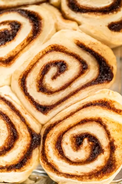 Just Out Oven Cinnamon Rolls Cool Silicone Baking Mat Icing — Stock Photo, Image