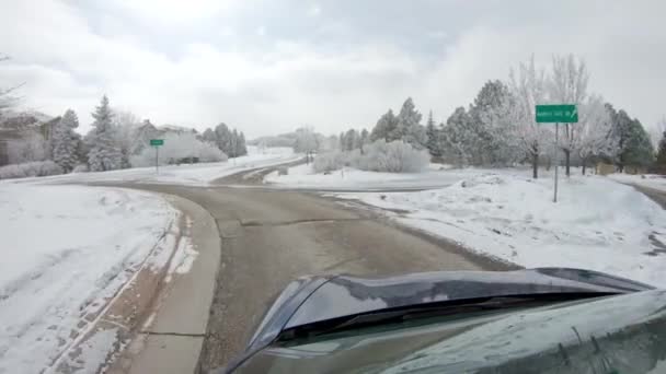 Castle Pines Colorado Usa January 2023 Traversing Freshly Cleared Suburban — Stock Video