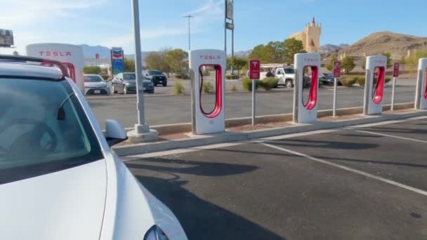 Primm Nevada Amerika Serikat Desember 2022 Sepanjang Hari Kendaraan Tesla — Stok Video