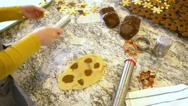 Una Cucina Bianca Contemporanea Impasto Biscotti Pan Zenzero Sapientemente Steso — Video Stock