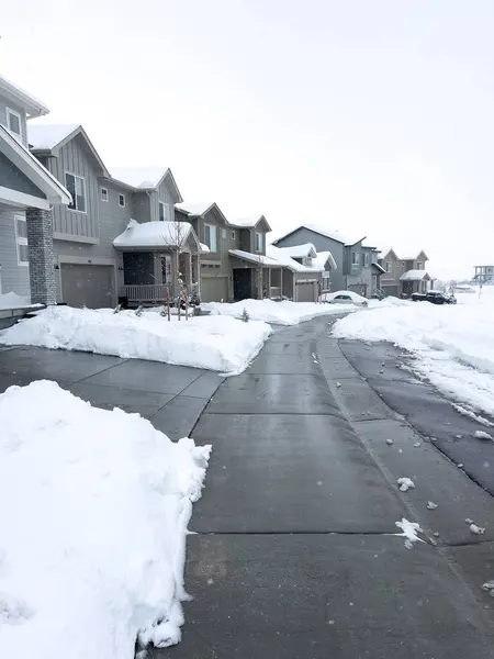 Castle Rock Colorado Usa March 2024 Snow Blankets Suburban Street — Stock Photo, Image