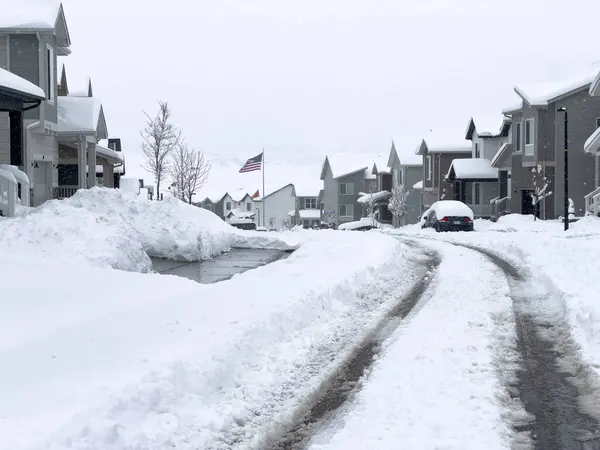 Castle Rock Colorado Usa March 2024 Fresh Tire Tracks Curve — Stock Photo, Image