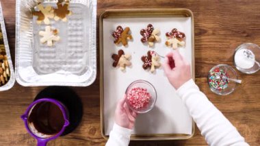 Düz yatıyordu. Yıldız şeklinde kurabiyeler hazırlıyorum, çikolataya yarı daldırılmış, bayram için naneli çikolata parçacıkları ile aksanlı..