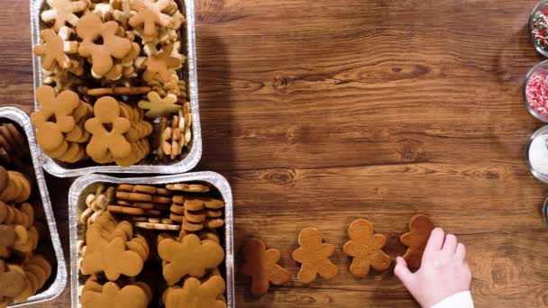 Plat Gelegd Crafting Peperkoek Cookie Sandwiches Met Eierpunch Boterroom Gepresenteerd — Stockvideo