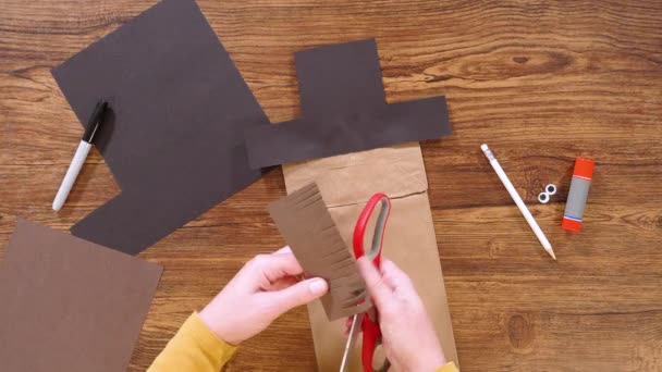 Flat Lay Dedicated Teacher Brings Paper Puppets Life Fostering Creativity — Stock Video