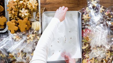 Düz yatıyordu. Dikkatlice paketlenmiş Noel kurabiyeleri, çikolataya batırılmış, ezilmiş fındık serpiştirilmiş, ve şeffaf selofan ambalajla sunulmuş..