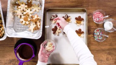Düz yatıyordu. Yıldız şeklinde kurabiyeler hazırlıyorum, çikolataya yarı daldırılmış, bayram için naneli çikolata parçacıkları ile aksanlı..